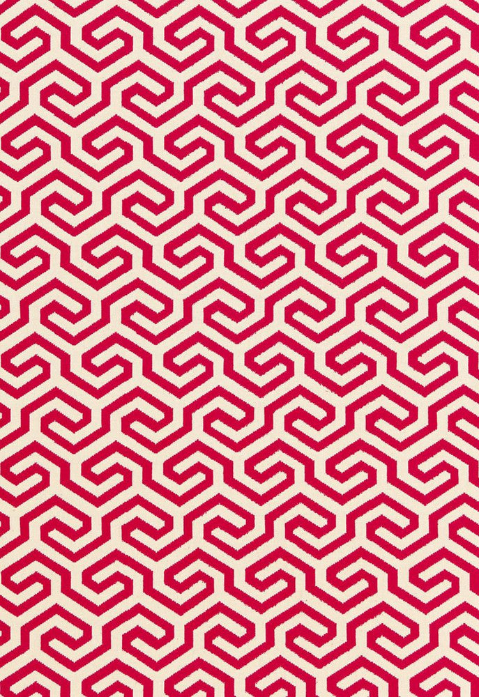 Ming Fret Cerise 66880 by Schumacher Designer Fabric Chroma 75% Cotton, 25% Linen Martindale 18,000 Horizontal: 4.125 and Vertical: 5.5 50 - Swanky Fabrics -