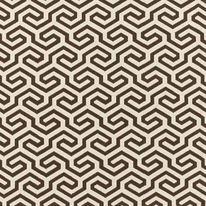 Ming Fret Chocolate 66885 by Schumacher Fabric Schumacher Fabric Ming Fret Chocolate 66885Fabric COTTON 75% FRANCE </p><p>Repeat: H: HORZ. 4 1/8" (10CM) , V: VERT. 5 1/2" (14CM) 50 - Fabric Carolina -