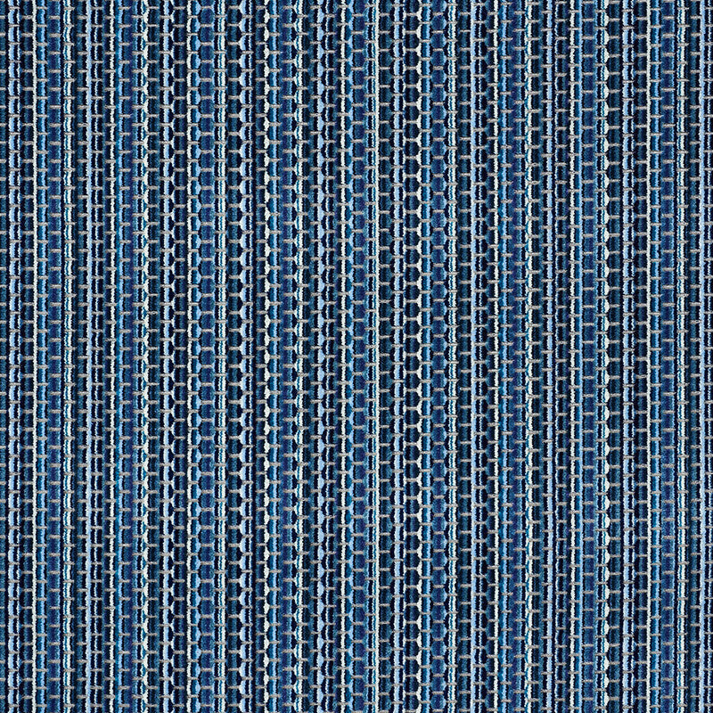Downtown Velvet Indigo 66913 by Schumacher Designer Fabric Cut-Patterned-Velvets 48% Viscose, 34% Cotton, 18% Polyester Martindale 50,000 Horizontal: 14.375 and Vertical: 3/8- 54.5 - Swanky Fabrics -