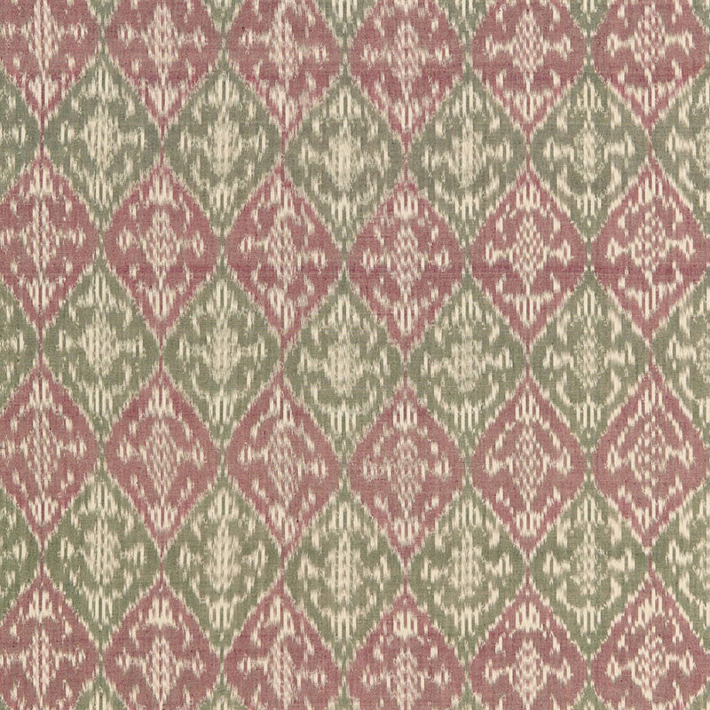 Varanasi Cotton Ikat Mulberry 66950 by Schumacher Designer Fabric CHROMA COTTON 100% INDIA </p><p>Repeat: Horizontal: 4 1/4" (11CM) and Vertical: 7 1/8" (18CM) 52 - Swanky Fabrics -