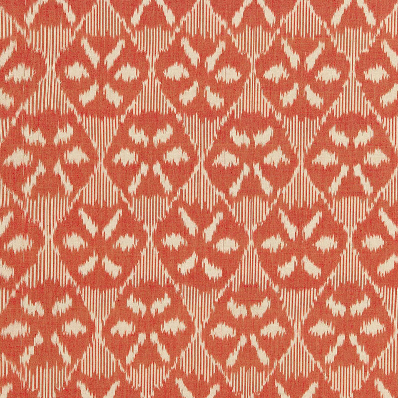 Darjeeling Cotton Ikat Persimmon 66963 by Schumacher Designer Fabric CHROMA See Sample INDIA LIGHT DUTY </p><p>Repeat: Horizontal: 6 5/8" (17CM) and Vertical: 11" (28CM) 52" WIDE (132CM) - Swanky Fabrics -