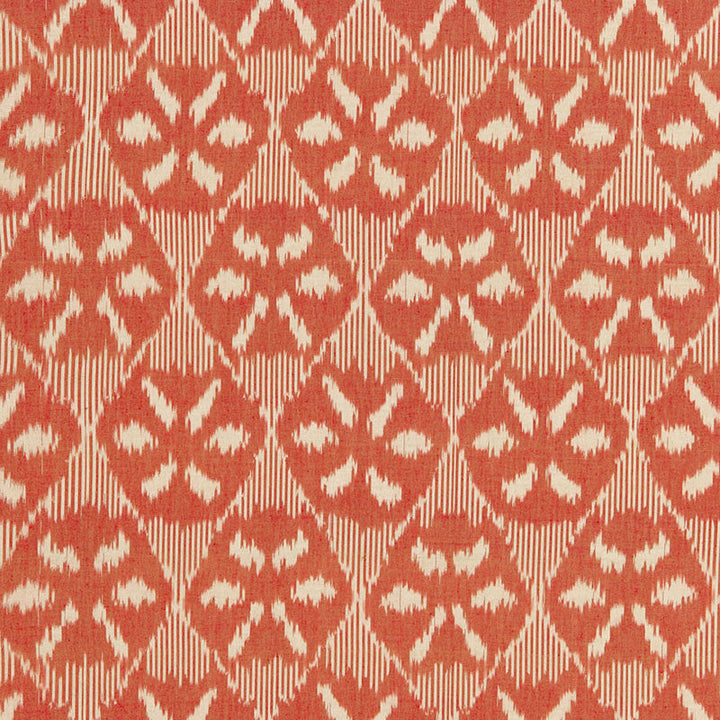 Darjeeling Cotton Ikat Persimmon 66963 by Schumacher Designer Fabric CHROMA See Sample INDIA LIGHT DUTY </p><p>Repeat: Horizontal: 6 5/8" (17CM) and Vertical: 11" (28CM) 52" WIDE (132CM) - Swanky Fabrics -