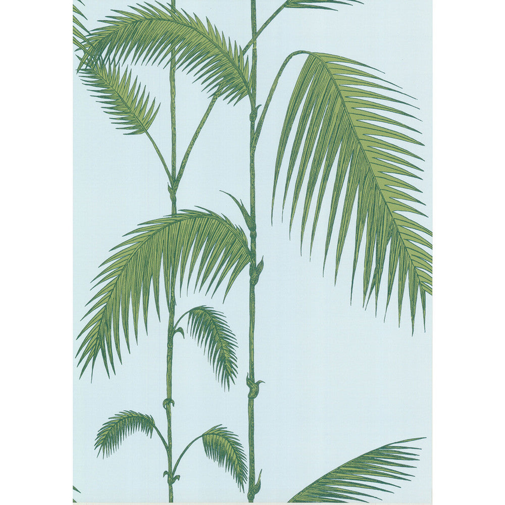 Palm Leaves Pale Bl by Cole & Son Designer Wallcovering COLE & SON NEW CONTEMPORARY PAPER - 100% United Kingdom - Horizontal: 20.5 and Vertical: 28.3 20.5 - Swanky Fabrics -