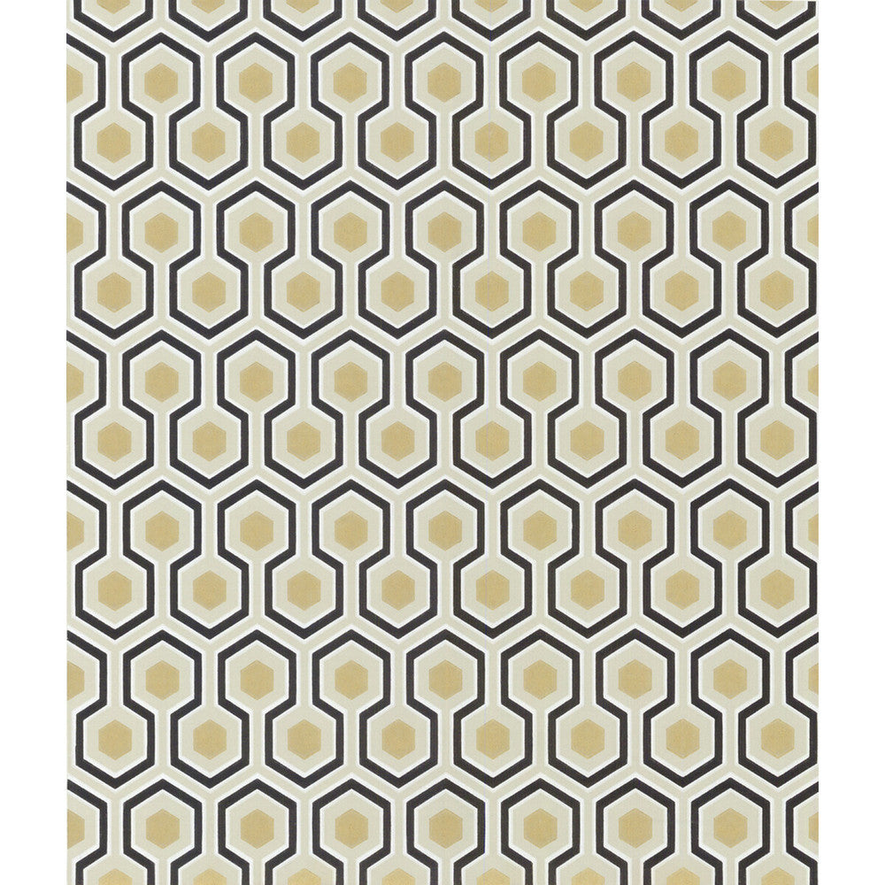 Hicks' Hexagon Black/G by Cole & Son Designer Wallcovering COLE & SON NEW CONTEMPORARY PAPER - 100% United Kingdom - Horizontal: 20.5 and Vertical: 4 20.5 - Swanky Fabrics -
