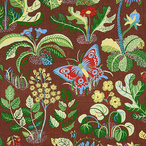 Schumacher Fabric Exotic Butterfly Brown 176186