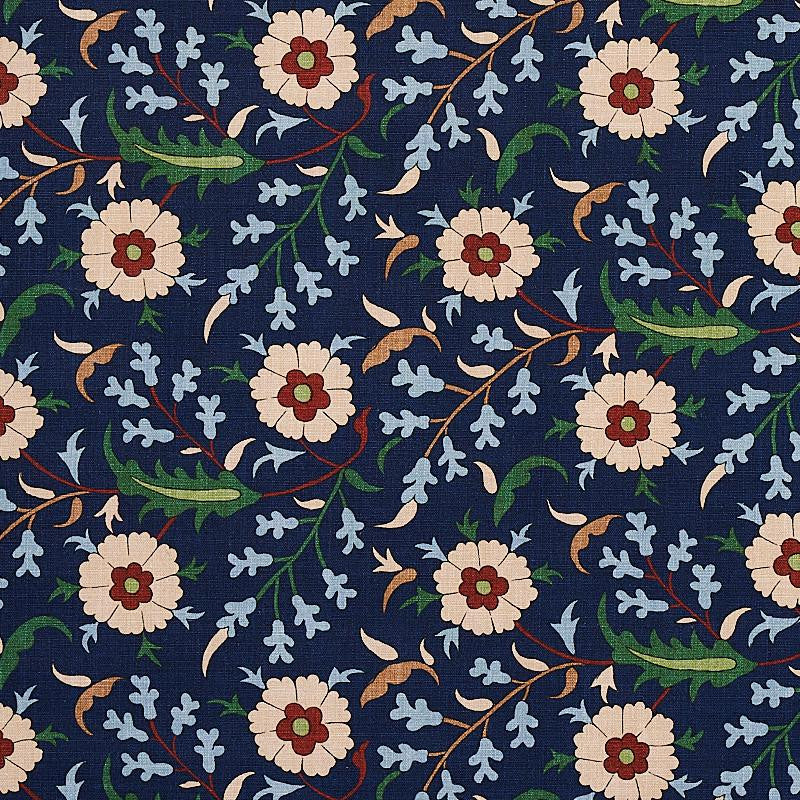Floralia Indigo 179951 by Schumacher Designer Fabric Cabana 27.0" - Swanky Fabrics -