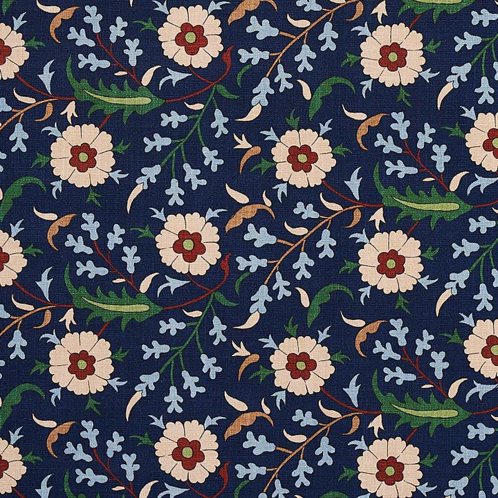 Floralia Indigo 179951 by Schumacher Designer Fabric Cabana 27.0" - Swanky Fabrics -