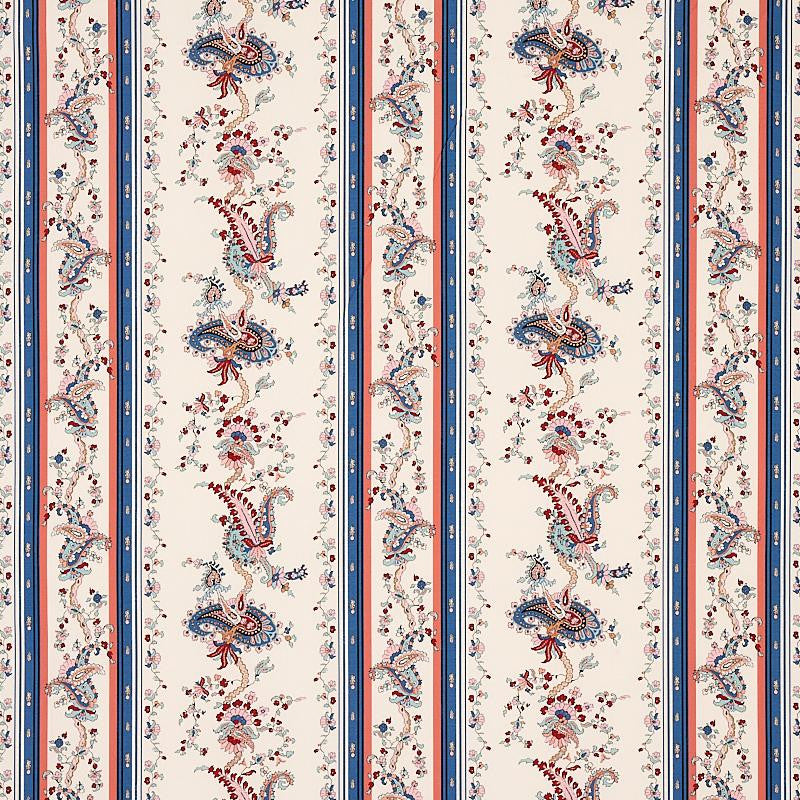 Elena Paisley Stripe Blue 179980 by Schumacher Designer Fabric Cabana 13.5" - Swanky Fabrics -
