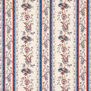 Schumacher Fabric Elena Paisley Stripe Blue 179980