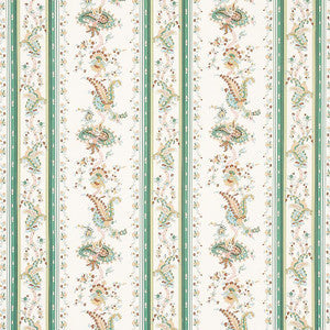 Schumacher Fabric Elena Paisley Stripe Green 179981