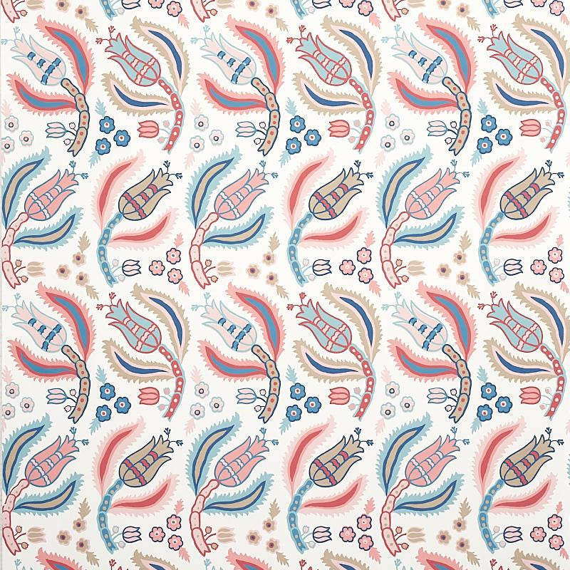 Malabar Vine Rose & Delft 5012341 by Schumacher Designer Wallpaper East Meets West 9.0" - Swanky Fabrics -