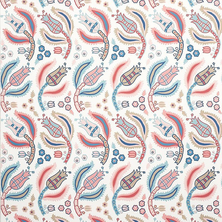 Malabar Vine Rose & Delft 5012341 by Schumacher Designer Wallpaper East Meets West 9.0" - Swanky Fabrics -
