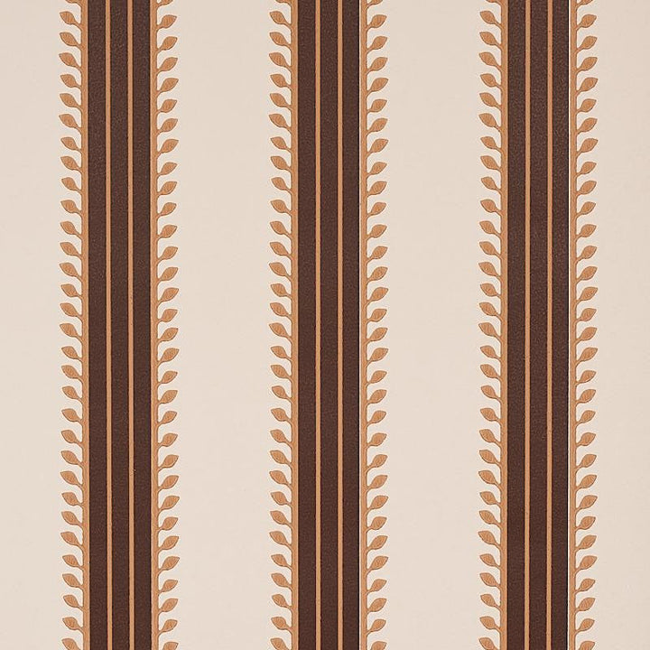 Etruscan Stripe Brown 5012850 by Schumacher Designer Wallpaper Cabana 20.5" - Swanky Fabrics -