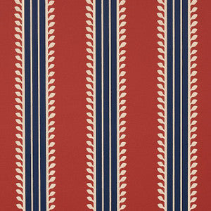 Schumacher Wallpaper Etruscan Stripe Red & Blue 5012852
