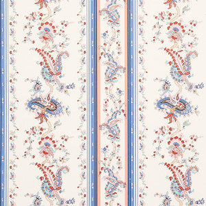 Schumacher Wallpaper Elena Paisley Stripe Blue 5012891