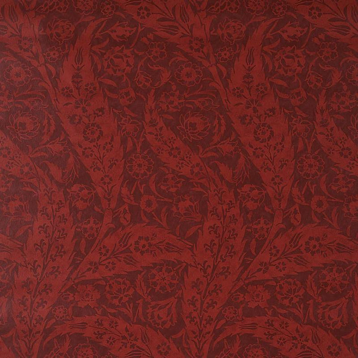 Saz Paisley Burgundy 5012902 by Schumacher Designer Wallpaper Cabana 18.0" - Swanky Fabrics -