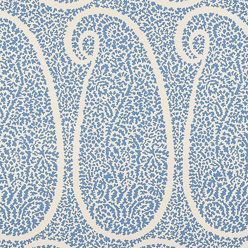 Ambala Paisley Sisal Bright Blue 5013030 by Schumacher Designer Wallpaper Printed Grasscloths 34.0" - Swanky Fabrics -