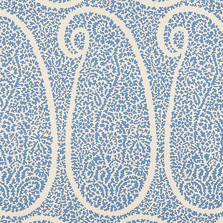 Ambala Paisley Sisal Bright Blue 5013030 by Schumacher Designer Wallpaper Printed Grasscloths 34.0" - Swanky Fabrics -