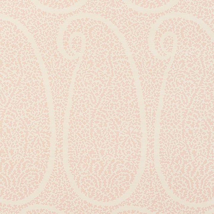 Ambala Paisley Sisal Blush 5013032 by Schumacher Designer Wallpaper Printed Grasscloths 34.0" - Swanky Fabrics -