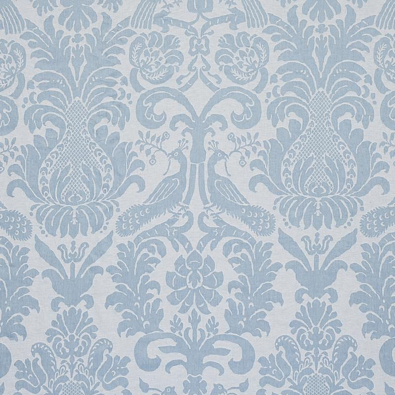 Anna Damask Soft Blue 68437 by Schumacher Designer Fabric New Traditional 28.33" - Swanky Fabrics -
