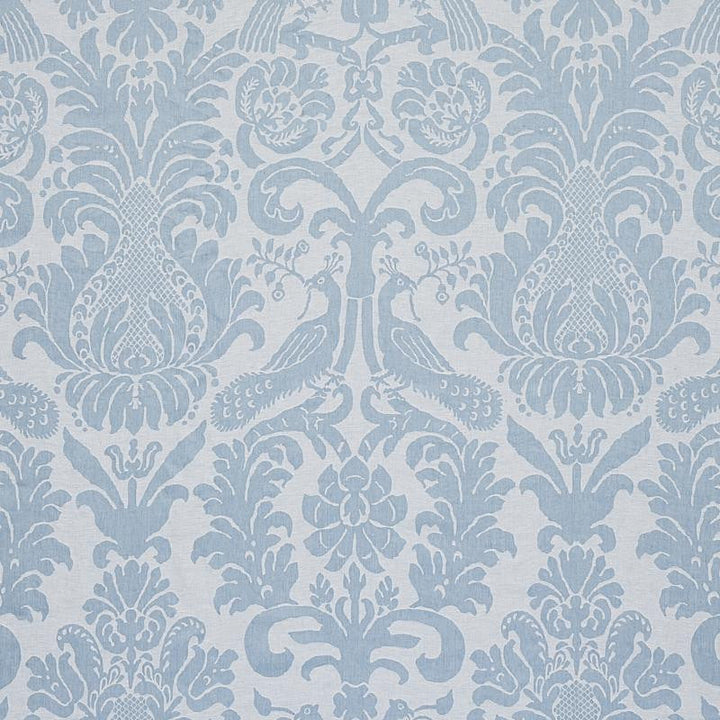 Anna Damask Soft Blue 68437 by Schumacher Designer Fabric New Traditional 28.33" - Swanky Fabrics -