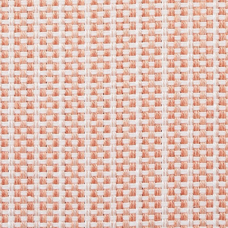 Rustic Basketweave Coral 73884 by Schumacher Designer Fabric The Good Life Indoor/Outdoor 1.5" - Swanky Fabrics -