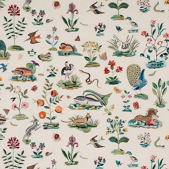Royal Silk Embroidery Multi 79690 by Schumacher Designer Fabric Schumacher Masterpieces 53.5" - Swanky Fabrics -