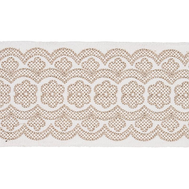 Astrid Embroidered Tape Natural 80440 by Schumacher Designer Trim New Traditional 2.5" - Swanky Fabrics -