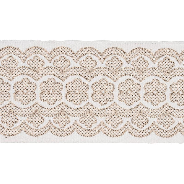Astrid Embroidered Tape Natural 80440 by Schumacher Designer Trim New Traditional 2.5" - Swanky Fabrics -