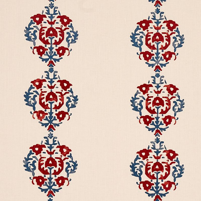 Constantine Red & Blue 80711 by Schumacher Designer Fabric Cabana 19.0" - Swanky Fabrics -
