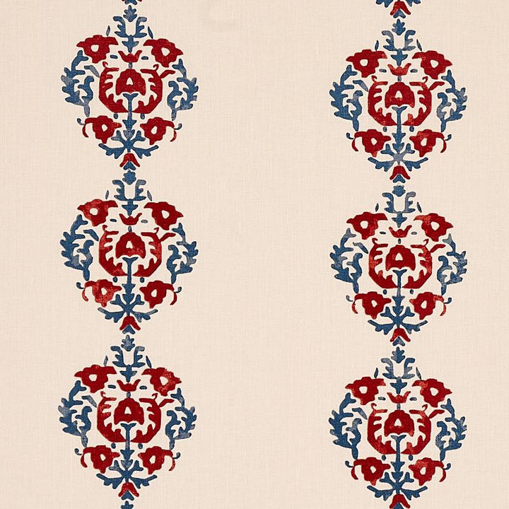 Constantine Red & Blue 80711 by Schumacher Designer Fabric Cabana 19.0" - Swanky Fabrics -