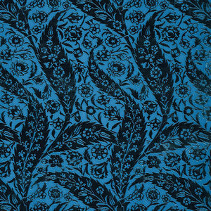 Schumacher Fabric Saz Paisley Silk Velvet Blue 80780