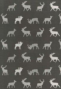 Schumacher Fabric Caribou Embroidery Charcoal 67160