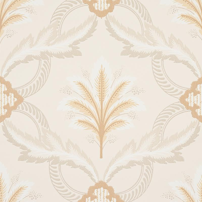 Front Waltz Grey & Gold 5013151 by Schumacher Designer Wallpaper Hobe Erwin 10.25" - Swanky Fabrics -