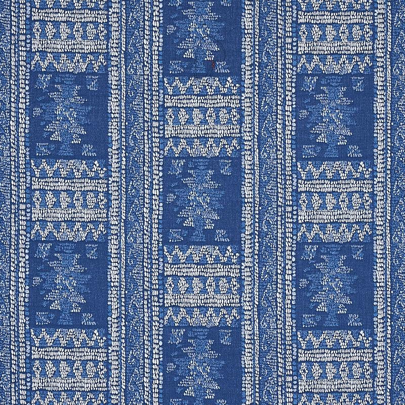 Maracena Jacquard Blue 80630 by Schumacher Designer Fabric Tapis 13.5" - Swanky Fabrics -