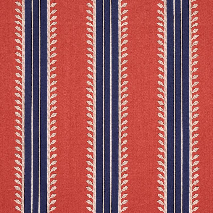 Etruscan Stripe Red & Blue 80721 by Schumacher Designer Fabric Cabana 5.8" - Swanky Fabrics -