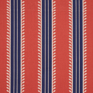 Schumacher Fabric Etruscan Stripe Red & Blue 80721