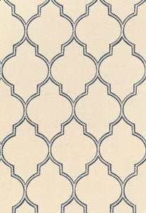 Schumacher Fabric Algiers Embroidery Indigo 67330