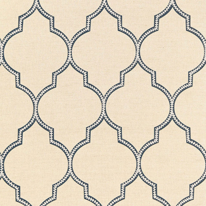 Algiers Embroidery Indigo 67330 by Schumacher Designer Fabric AU NATUREL 2 See Sample INDIA LIGHT DUTY </p><p>Repeat: Horizontal: 4 3/8" (11CM) and Vertical: 14 1/2" (37CM) 52 2/8" WIDE (133CM) - Swanky Fabrics -