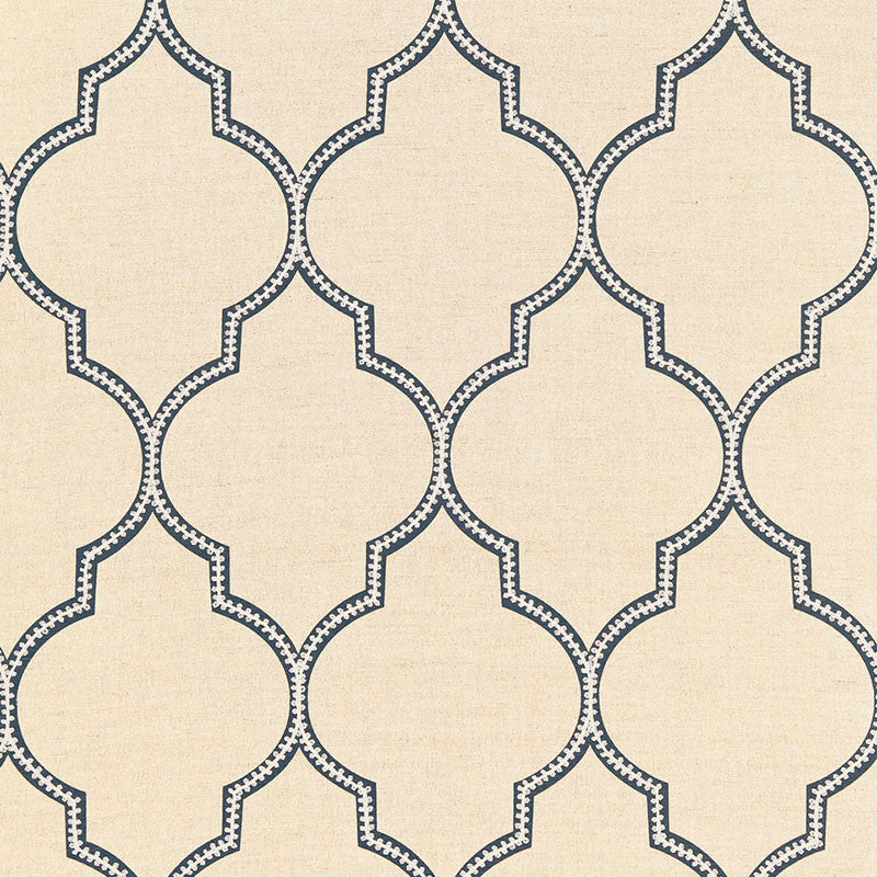 Algiers Embroidery Indigo 67330 by Schumacher Fabric Schumacher Fabric Algiers Embroidery Indigo 67330Fabric LINEN 52% INDIA </p><p>Repeat: H: HORZ. 4 3/8" (11CM) , V: VERT. 14 1/2" (37CM) 52.25 - Fabric Carolina -