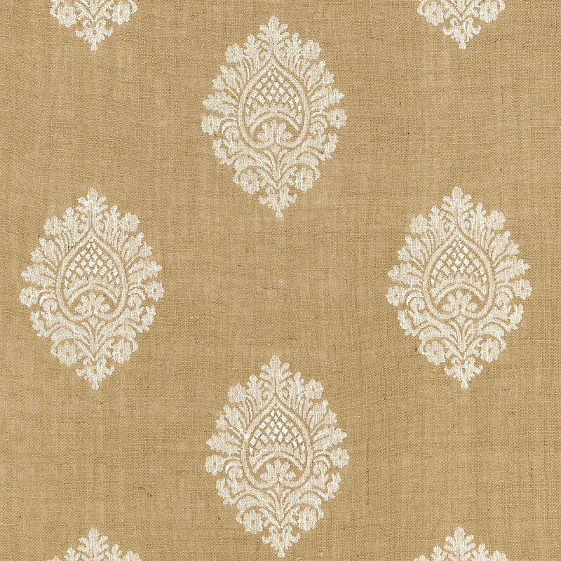 Savanna Jute Embroidery Jute 67340 by Schumacher Fabric Schumacher Fabric Savanna Jute Embroidery Jute 67340Fabric JUTE 95% INDIA </p><p>Repeat: H: HORZ. 8 1/2" (22CM) , V: VERT. 15 1/2" (39CM) 51 - Fabric Carolina -