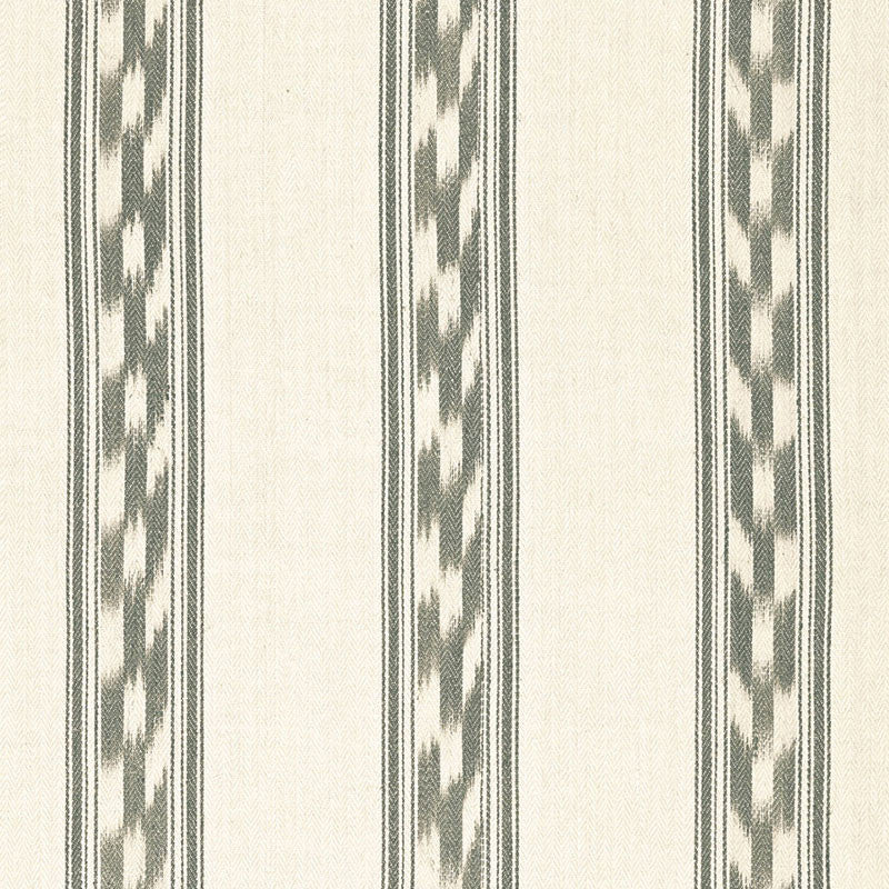 Mojave Ikat Stripe Slate 67512 by Schumacher Designer Fabric IKAT COLLECTION See Sample INDIA HEAVY DUTY </p><p>Repeat: Horizontal: 9" (23CM) and Vertical: 4 1/4" (11CM) 53 1/2" WIDE (136CM) - Swanky Fabrics -