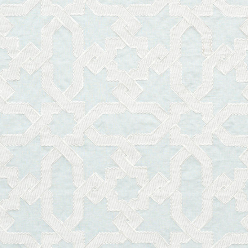 Cordoba Embroidery Mist 67573 by Schumacher Designer Fabric Au-Naturel-Ii 56% Linen, 34% Viscose, 10% Polyester - Horizontal: 6.75 and Vertical: 12.625 50.375 - Swanky Fabrics -