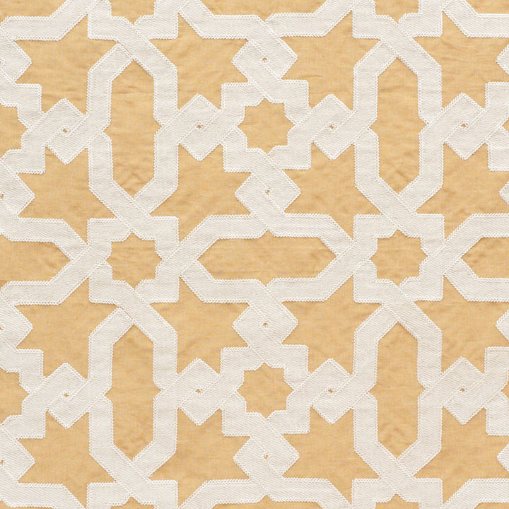 Cordoba Embroidery Ochre 67575 by Schumacher Designer Fabric AU NATUREL II See Sample INDIA - </p><p>Repeat: Horizontal: 6 3/4" (17CM) and Vertical: 12 5/8" (32CM) 50 3/8" (128CM) - Swanky Fabrics -