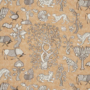 Schumacher Fabric Animalia Carbon & Sienna 178322