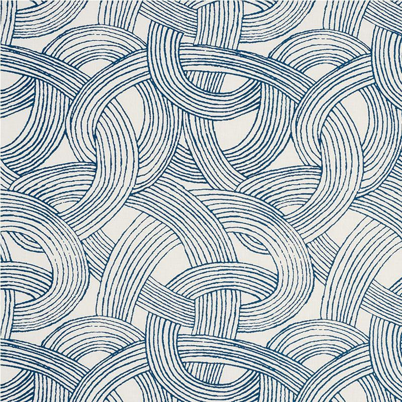 Freeform Blue 178710 by Schumacher Designer Fabric Freehand 17.88" - Swanky Fabrics -