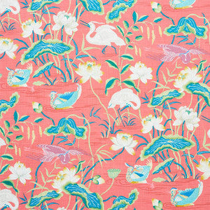 Schumacher Fabric Lotus Garden Red 179041