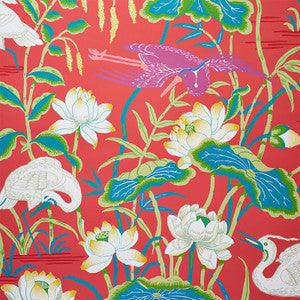 Schumacher Wallpaper Lotus Garden Red 5008434
