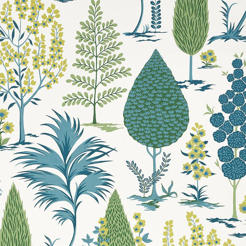 Pandora Peacock 5009963 by Schumacher Designer Wallpaper Palampore 13.5" - Swanky Fabrics -