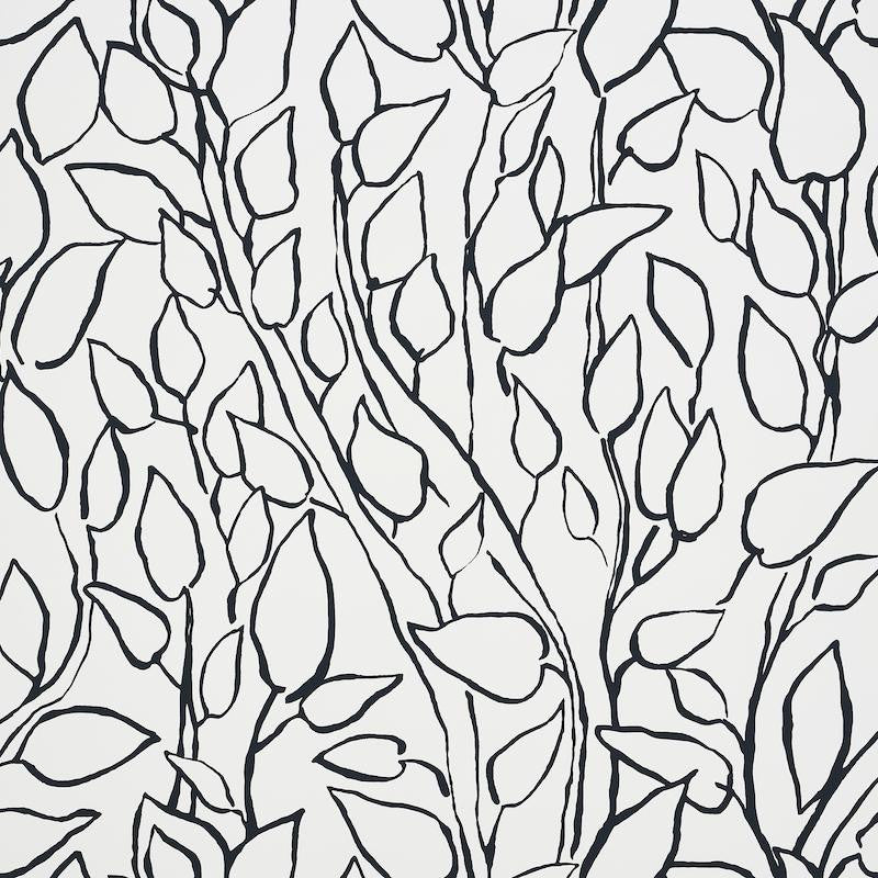 Solandra Vine Black 5010071 by Schumacher Designer Wallpaper Freehand 26.75" - Swanky Fabrics -